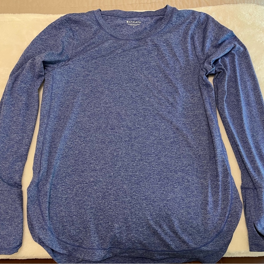 Blue Athleta long sleeve top.